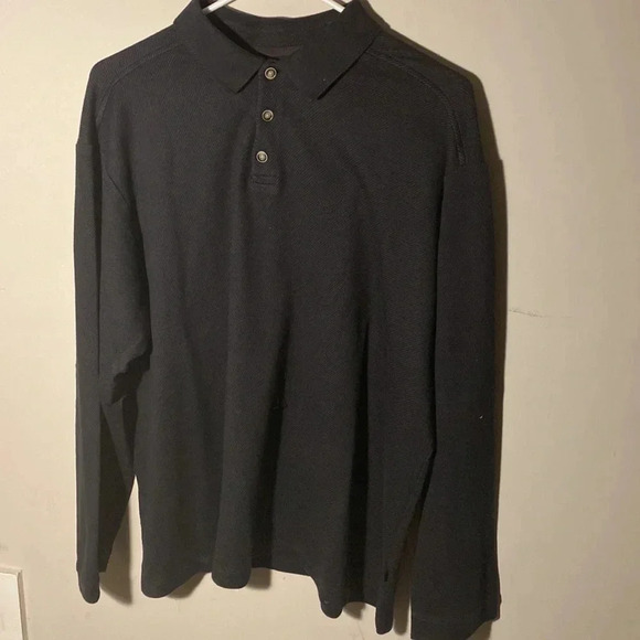Tommy Bahama long sleeve shirt with half-button collar | Large | Charcoal - Picture 1 of 8